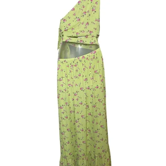 WAYF Lemon Ditsy Darlin One Shoulder Maxi Dress NWT Size M - Picture 4 of 7